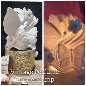 Vintage IRICE Ceramic Lamp and Perfume Burner Diffuser, Butterflies and Flowers